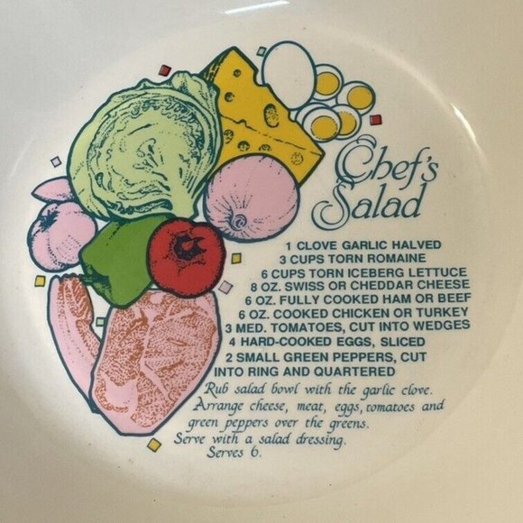 Vintage Hand Crafted Sunnycraft BIG Chef Salad bowl w Recipe Sunstone Collection - Picture 4 of 4